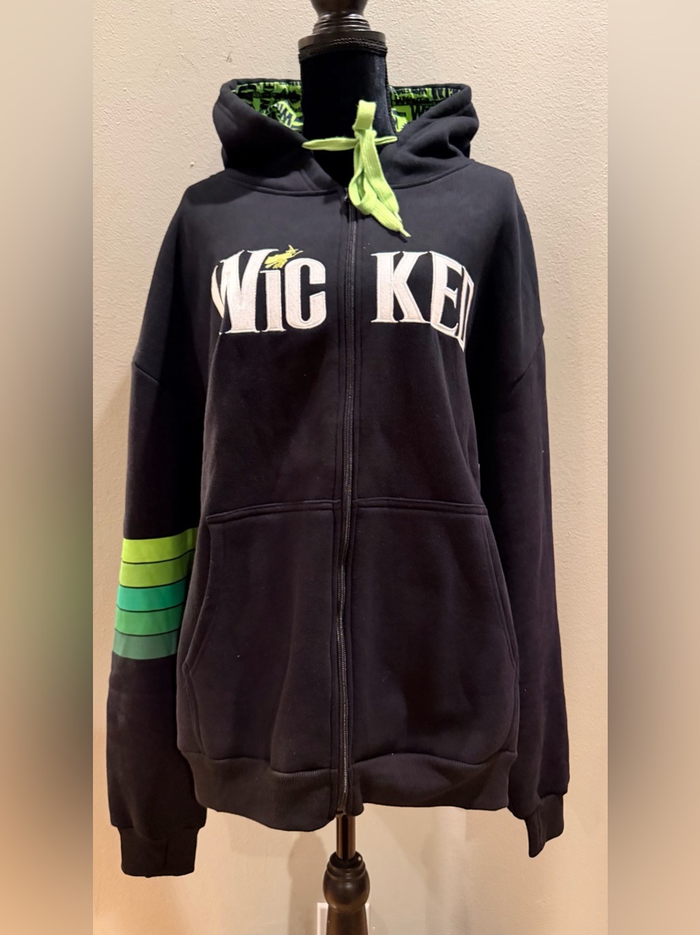 Wicked Full Zipper Closure Hoodie w/ Stitched Lettering